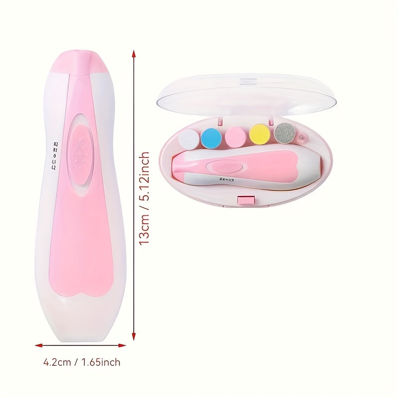Kit eléctrico de cortaúñas 6 en 1 para adolescentes, rosa y azul - con luz LED, 6 almohadillas de lijado y lima de uñas, para embellecer uñas de manos y pies de forma segura y fácil, desde la adolescencia hasta la adultez - Accesorios para uñas