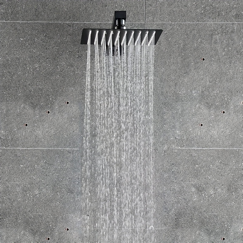 Cabezal de ducha metálico de 10 pulgadas con jets corporales, sistema de ducha de lluvia rectangular montado en la pared, estilo de hotel empotrado en el techo para spa de baño