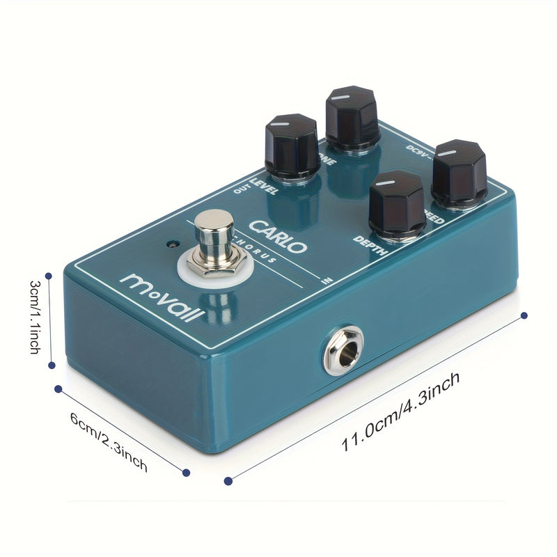 MOVALL MP112 Carlo Chorus Pedal de Efectos para Guitarra Analógica - Aleación de Aluminio, Diseño Azul y Blanco, Control de Manivela, No Requiere Batería, Ideal para Actuaciones en Vivo y Sesiones de Grabación, Accesorio para Actuaciones en Vivo | Pedal