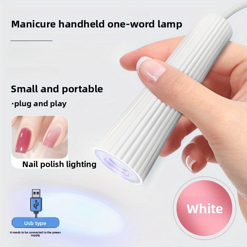 Secador de Uñas Portátil con Alimentación USB, Diseño Cilíndrico Compacto para Uñas de Manos y Pies con Estampado Blanco y Rosa, Accesorio Ideal para Manicura en Casa—Regalo Perfecto para Mujeres en 10 Ocasiones Especiales (Navidad, Halloween, Pascua, Dí