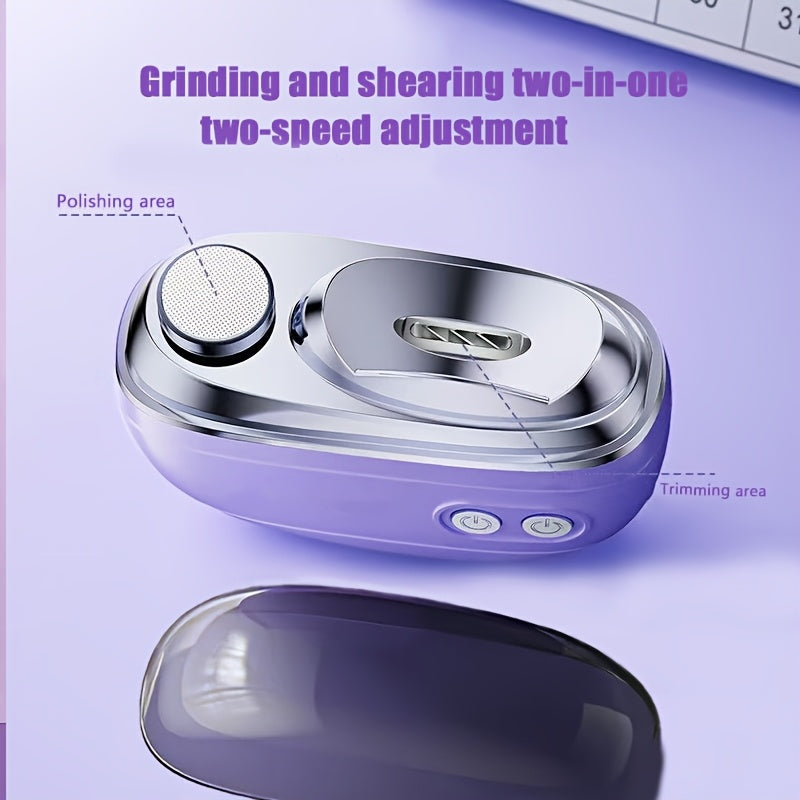 Maquinilla de Uñas Eléctrica Automática - Activación con Un Toque, Pulidora y Amoladora USB con Batería de Litio, para Hogar y Salón - Herramienta Profesional de Manicura y Pedicura, Regalo Ideal para San Valentín (Morado/Lavanda), Suministros para Técni