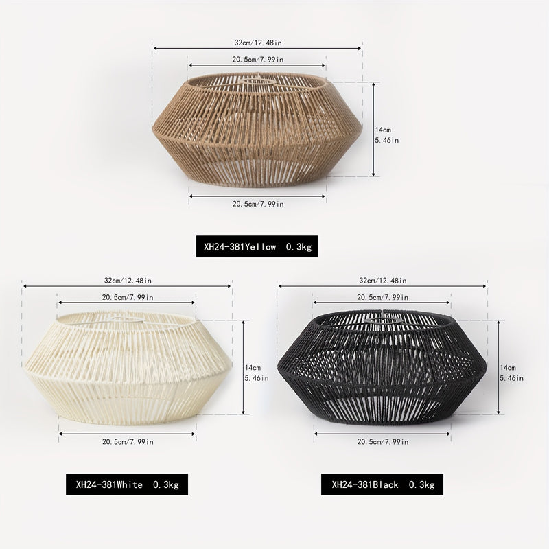 Pantalla de lámpara tejida a mano con cuerda de papel para el ambiente del comedor del balcón, iluminación creativa para casas de huéspedes y hoteles de alta gama.