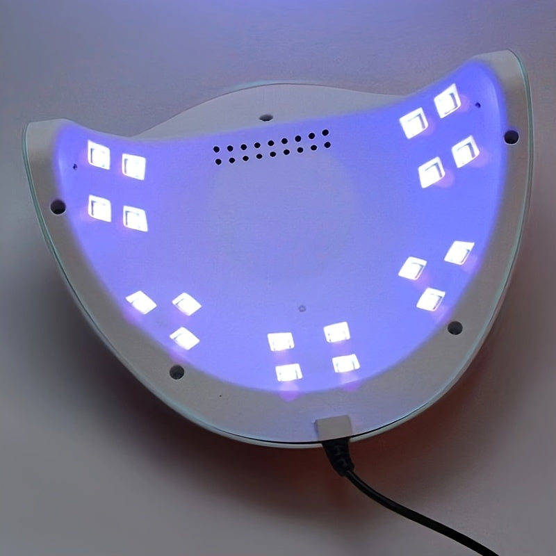 Juego de 6 Herramientas para Uñas Artísticas con Lámpara de 18 Luces LED Rosa, Función Inteligente de Inducción y Temporizador, Compatible con Diferentes Esmaltes y Pegamentos, Máquina para Manos y Pies, 54W