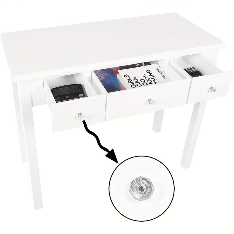 1 pieza, escritorio moderno y simple con 3 cajones, tamaño pequeño, escritorio blanco para oficina, escritorio para escribir, mesa para el hogar.