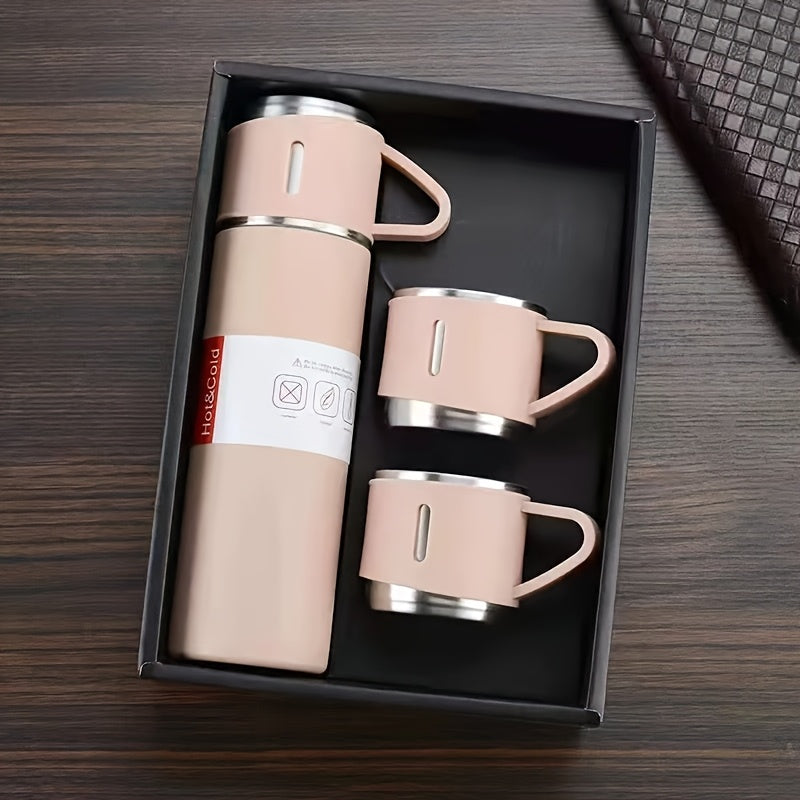 3 piezas de 500 ml, taza aislada de acero inoxidable con tapas - Doble vacío, reutilizable, antideslizante, perfecta para bebidas calientes y frías, ideal para café, té, batidos | Ideal para uso diario
