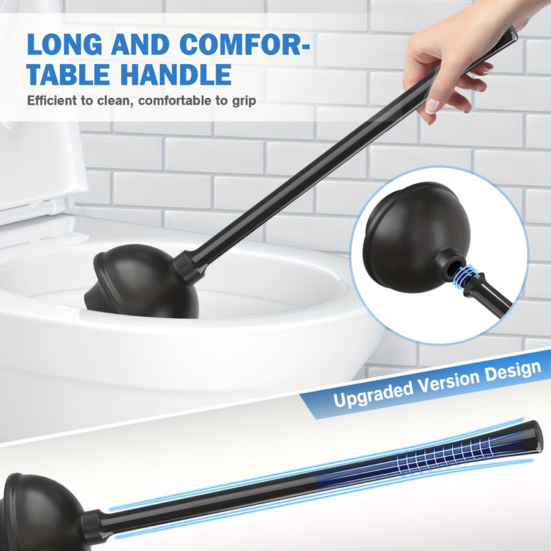 1 Juego De 1 Pieza, Desatascador Y Cepillo Para Inodoro, Conjunto De Cepillo Para Taza Y Desatascador Para Inodoro De Alta Resistencia Con Soporte Ventilado, Combo De Limpieza, Baño 2 En 1 Con Soporte Moderno, (De Color Negro)
