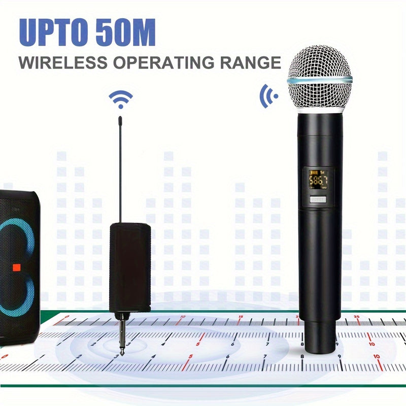 Micrófono inalámbrico UHF profesional de mano, micrófono dinámico, sistema de karaoke con receptor para amplificador, sistema de megafonía, Eid Al-Adha Mubarak.