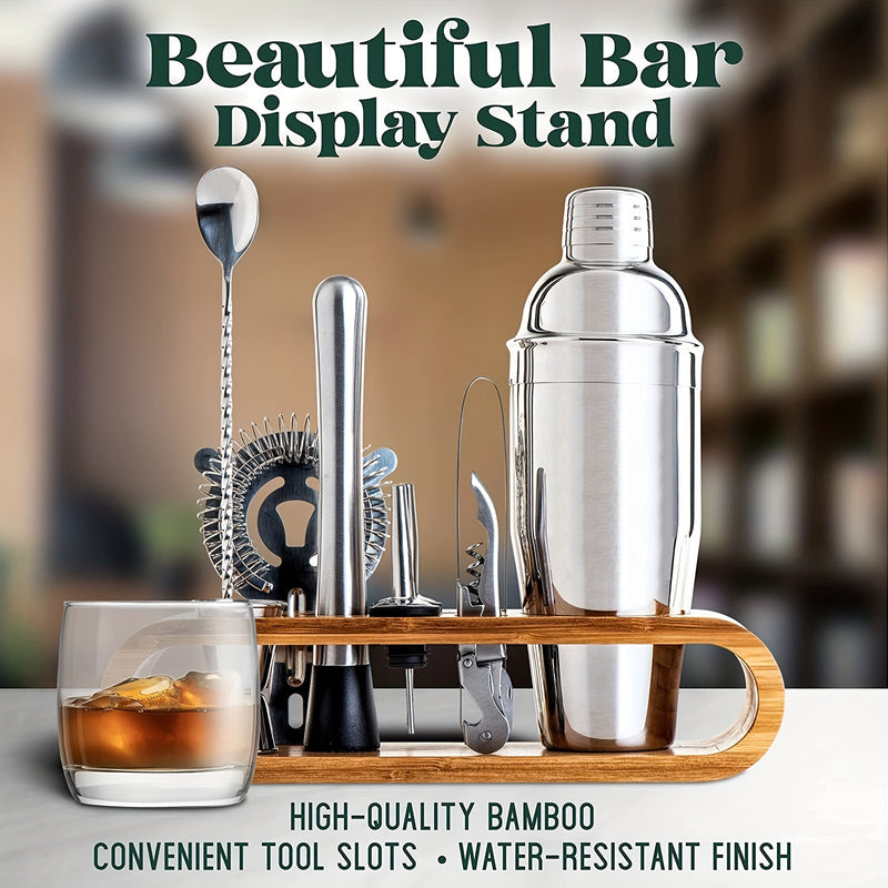 Kit de mixología para bartender: Juego de 10 herramientas para bar con elegante soporte de bambú, ideal para preparar cócteles en casa y set para martinis, regalo perfecto para casa nueva