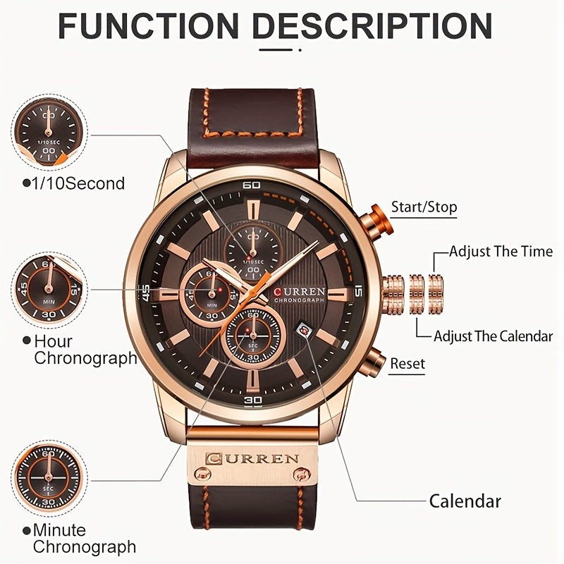 Reloj deportivo para hombre CURREN, cronógrafo multifuncional de pulsera