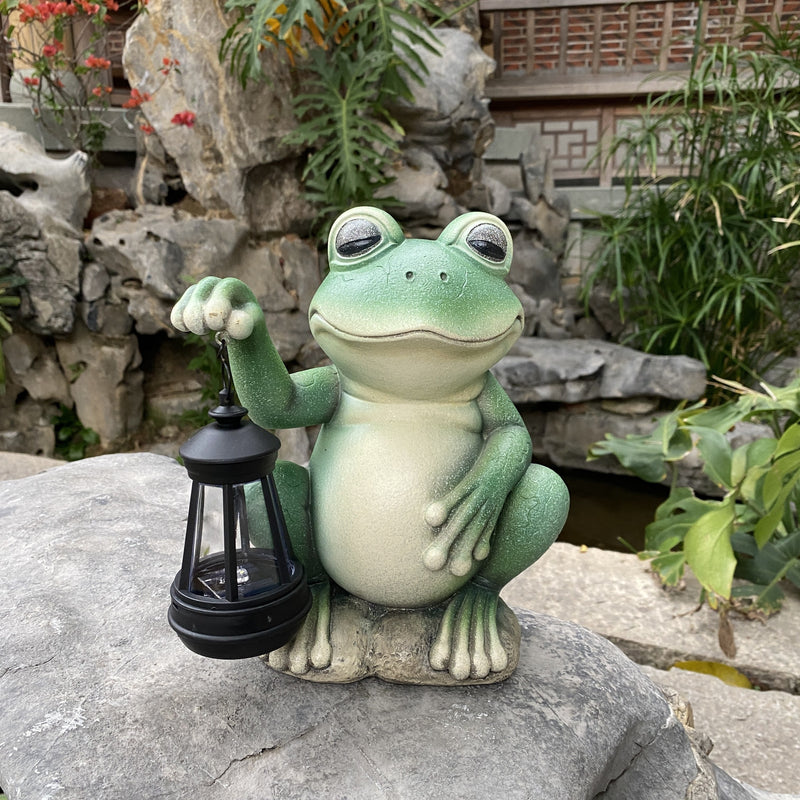 Estatua de farol de rana con energía solar - Decoración de jardín de resina encantadora con efecto 3D, perfecta para patios al aire libre, césped y caminos, regalo ideal para mujeres, mamá, abuela en Acción de Gracias y Navidad, decoración de jardín de r