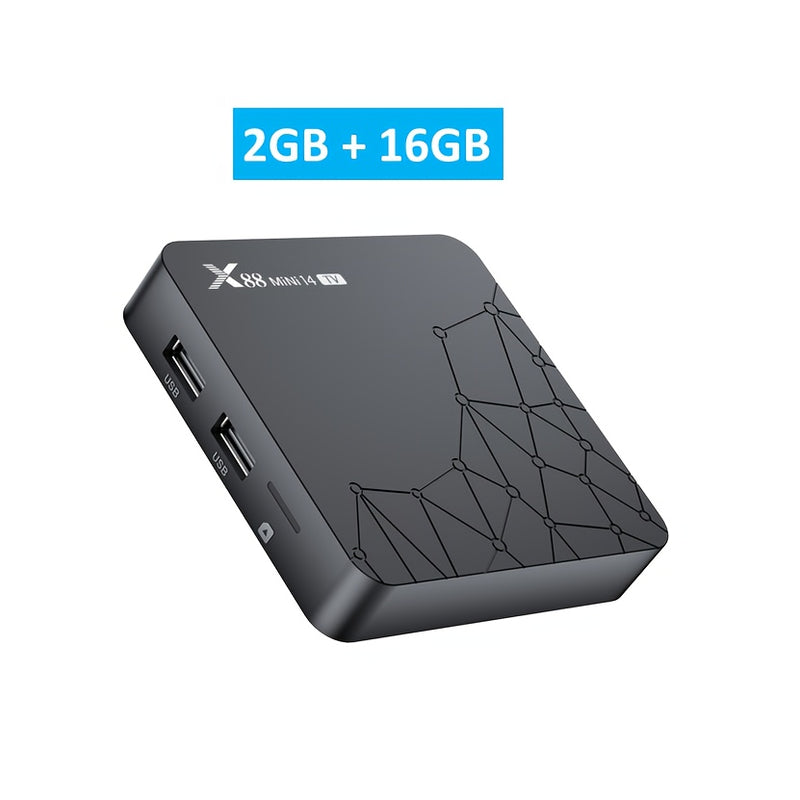 Mini X88 con Android 14.0, 2GB RAM, 16GB ROM, RK3518 Quad-Core Cortex-A53 de 64 bits, Soporte para Decodificación de Video 4K, WiFi Dual 2.4G/5.0GHz, Ethernet 10/100m, BT 5.0 y Asistente de Voz