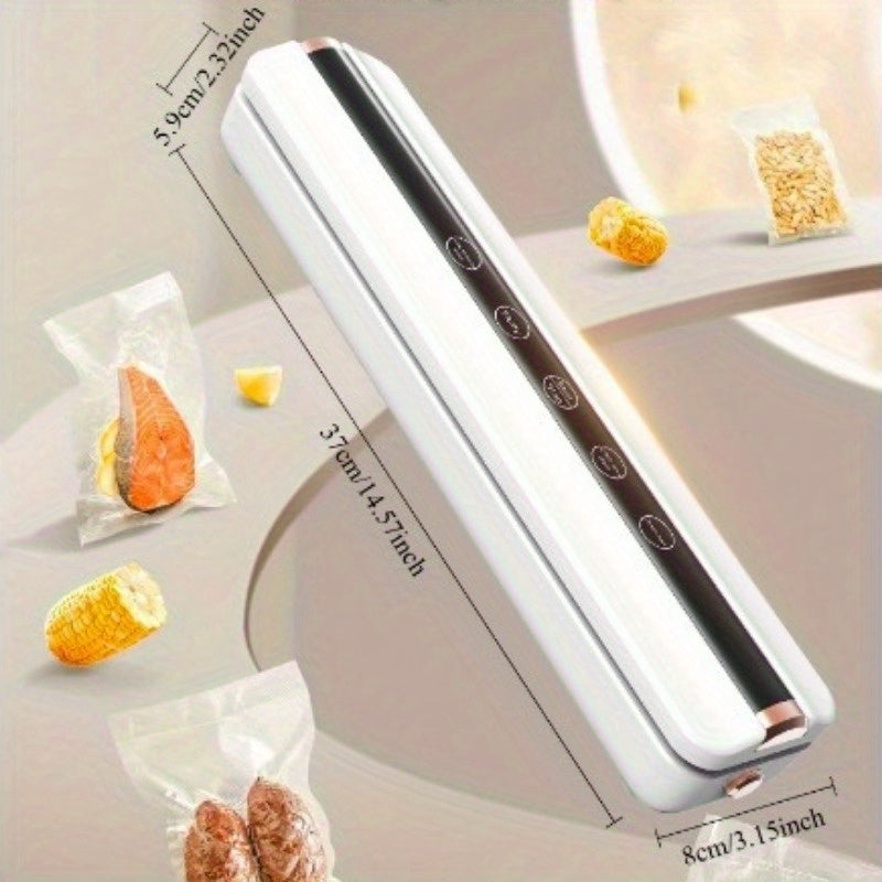 Máquina de sellado hermético inalámbrica, máquina de conservación de alimentos para cocina doméstica, extracción de vacío automática, uso húmedo y seco, viene con 10 bolsas de vacío, adecuada para almacenamiento de alimentos en el hogar y en campamentos
