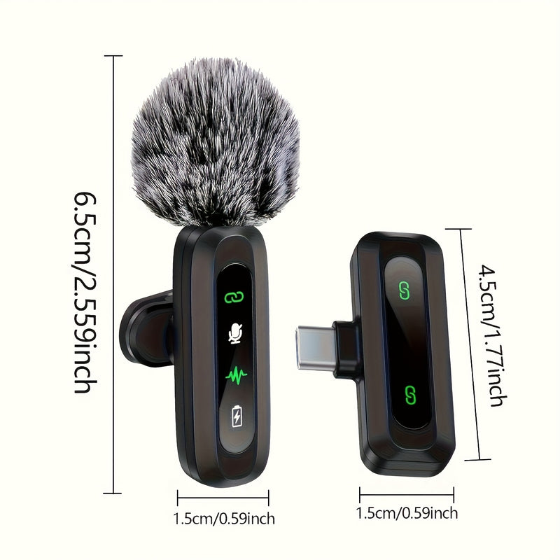 8 unidades de micrófono inalámbrico lavaliere adecuado para for iphone 7 8 9 10 11 12 13 14 15 16 Pro Max, compatible con iOS y Android. Micrófono mini con pantalla LED, clip-on para grabación de video, TikTok, y vlog.