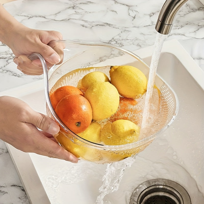 1pc Colador de Cocina PET Duradero con Asa - Ideal para Lavar Arroz, Frutas y Verduras | Cesta de Drenaje No Eléctrica y Segura para Alimentos para un Filtrado Eficiente del Agua