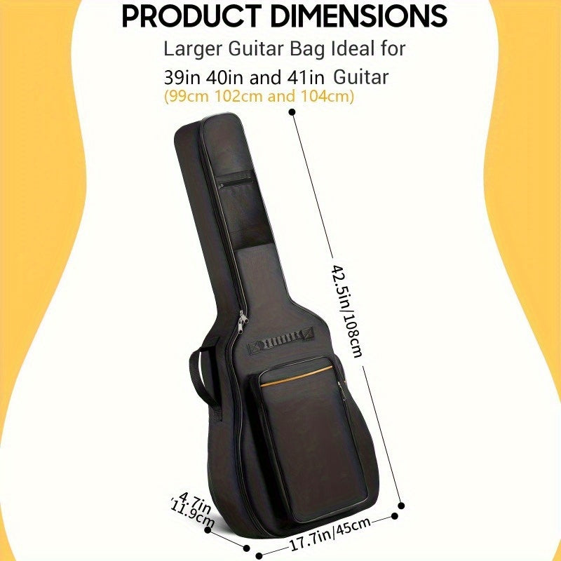 Estuche de Guitarra Duradero con Forro, Correas Ajustables y Asa Trasera - Estuche Ligero para Viaje y Almacenamiento de Guitarras Acústicas, Clásicas, Eléctricas y Bajo - Diseño Elegante y Protector en