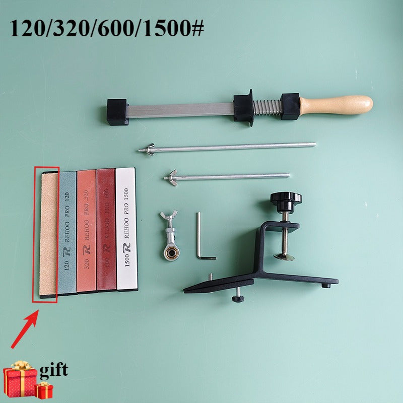 Afilar cuchillos con ángulo fijo profesional - Aleación de aluminio negro, sistema de afilado para cuchillos rectos y dentados, base antideslizante, operación manual, herramienta de cocina para afilar