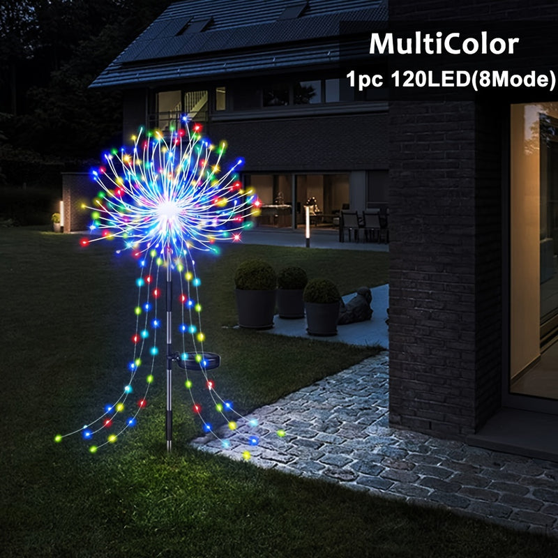 Luces de Fuegos Artificiales Solares para Exteriores LED 120/210PC, Luces Decorativas de Explosión para Halloween y Navidad al Aire Libre, IP65, Luces Ambientales de Cuento de Hadas con 8 Modos para Fiesta con Estaca para Acampada, Jardín, Patio, Balcón,
