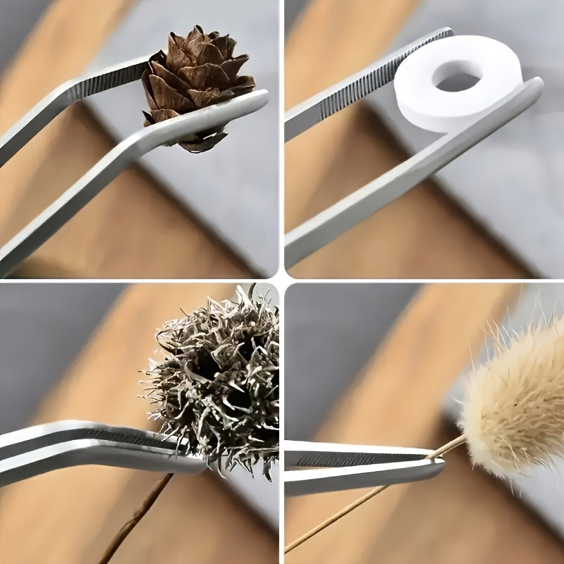 2pcs Pinzas de Acero Inoxidable - Puntas Curvas y Rectas, Empuñadura Ergonómica de Precisión para Jardinería, Cultivo de Suculentas, Arte del Té, Plantas Acuáticas - Herramientas Multiusos Duraderas para el Hogar & Aficionados, Pinzas de Jardín, Acabado