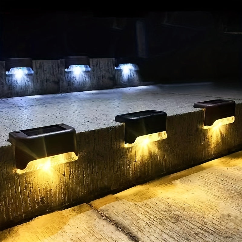 4pcs/8pcs Luz solar para escalones/escaleras, luces solares para exteriores con control de luz, luces solares para terraza para jardín, patio, escalones, barandilla, patio, decoración de camino de boda