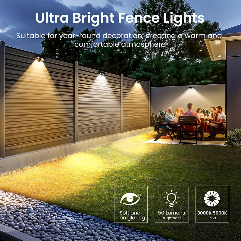 4 Luces Solares para Valla Exterior, RGB Impermeables con Atenuación Automática, Luz Cálida de 18 a 18 Horas, Luces LED para Números de Casa, Patio, Porche y Letreros de Dirección