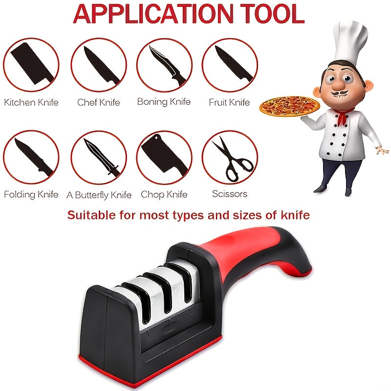 Afilar cuchillos profesional YIIOJUU - Piedra de afilar portátil de cocina ABS con mango ergonómico rojo, diseño compacto para uso en casa y camping al aire libre, regalo de vacaciones para Navidad, Acción de Gracias, Día de la Madre, Día del Padre, afil
