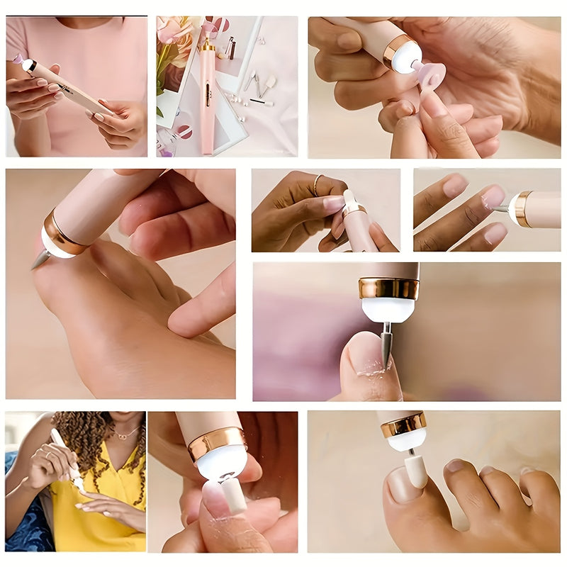 Fila de uñas portátil, taladro eléctrico de uñas con 5 piezas de taladro, carga USB para manicura y pedicura.
