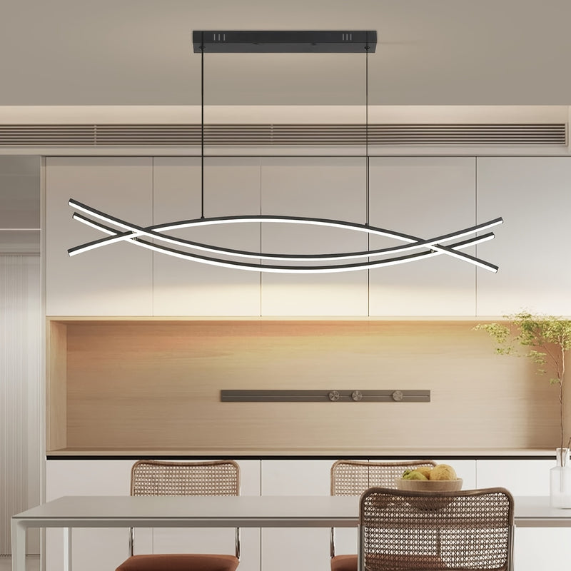 Iluminación Colgante de Lujo Moderna|Lámpara Lineal Suspendida|Fijación LED Regulable 3000K-6500K|Iluminación para Islas en Aluminio|para Comedores, Salones y Aislamientos