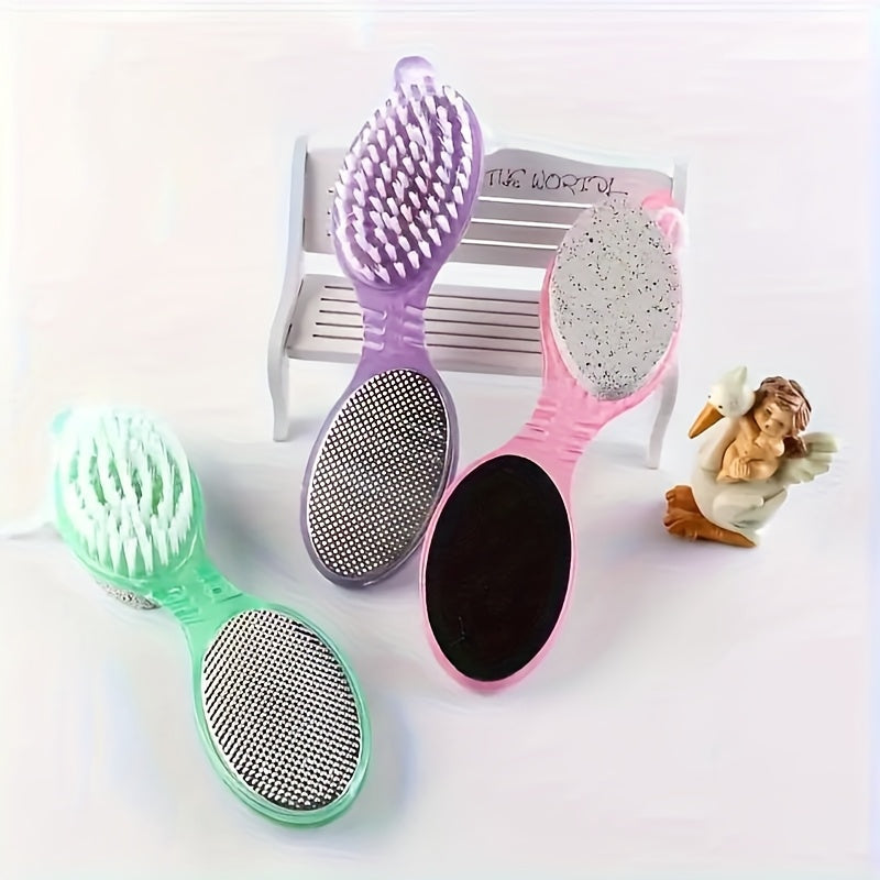 1 juego de 4 en 1 para pedicura: cepillo exfoliante para pies, lima, piedra pómez, cepillo para uñas y papel de lija, para cuidado de pies secos y húmedos, removedor de piel muerta, color beige claro