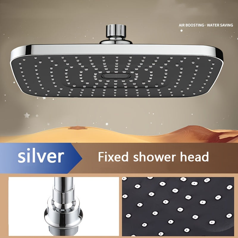 Ducha Cuadrada de Alta Presión Deluxe Rain, Acabado Elegante Plateado/Negro, Montaje en Pared Fácil para una Experiencia de Baño Premium, Decoración de Regalo para Navidad/Halloween