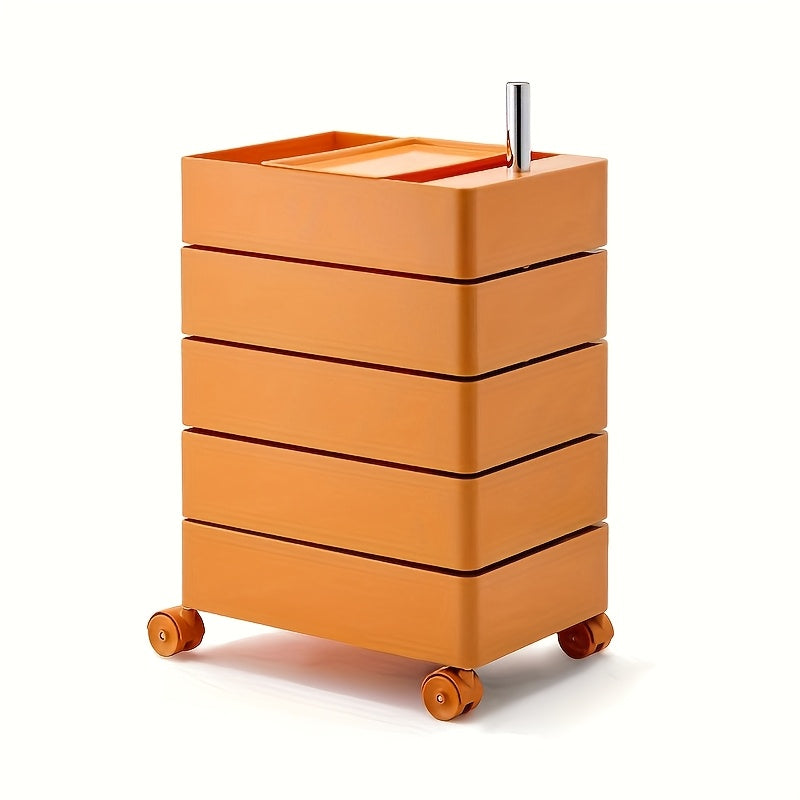 Carrito de Almacenamiento Delgado de 5 Niveles con Ruedas - Organizador Versátil sin Montaje para Oficina, Sala de Estar, Cocina | Diseño Multifuncional con Compartimentos Rotativos 360°