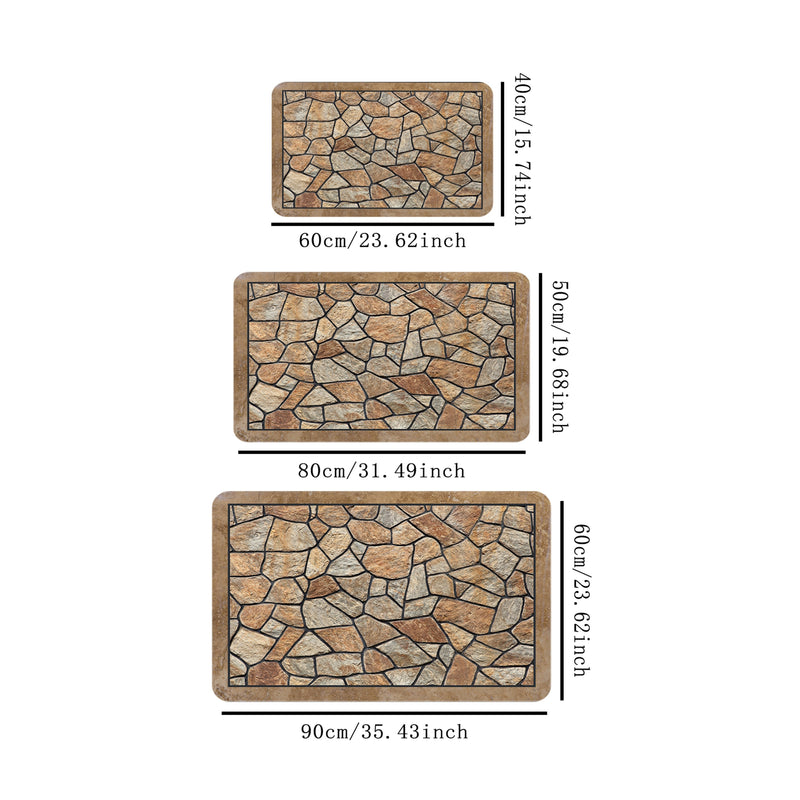 Tapete de área con patrón de piedra rústica - Rectangular, antideslizante, lavable en máquina, tapete de poliéster para el hogar, baño y decoración de granja, baño