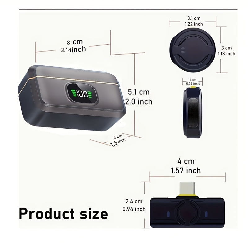 Microfono sin varillas para iPhone/Android, con clip magnético y estuche de carga, reducción fuerte de ruido 8H, adaptador USB C/RX + Lightning, alcance de 30.48 metros, ideal para grabacións de video e entrevistas