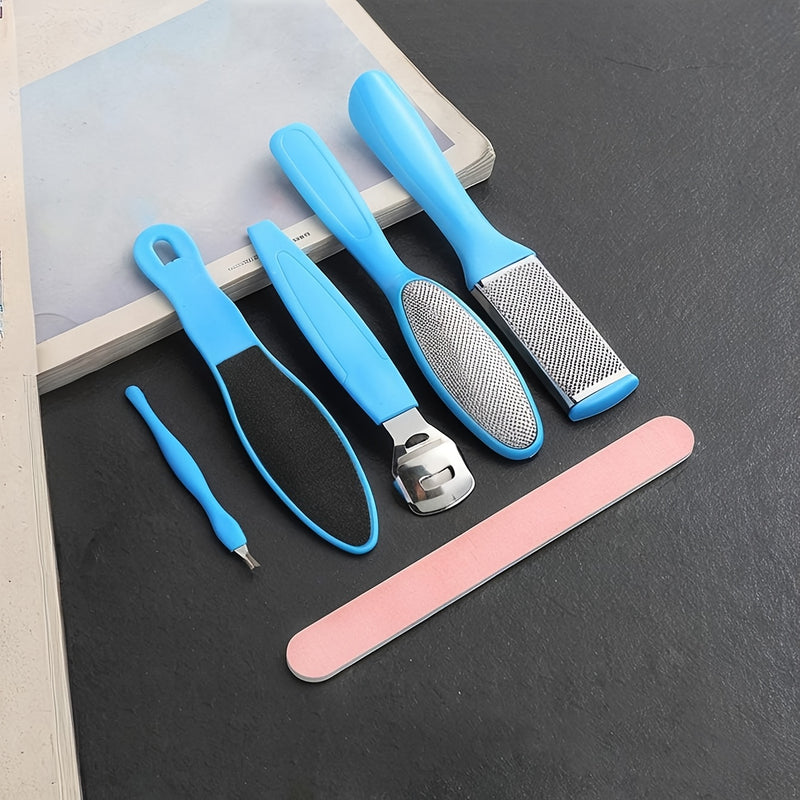 Juego de pedicura profesional de 9 piezas: juego de cuidado de pies de acero inoxidable con eliminador, raspador de talón y dedo - Amarillo