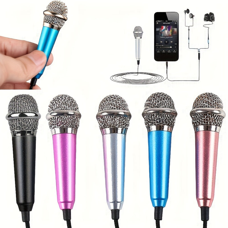 Micrófono mini portátil con conector de 3.5 mm, compatible con celulares, computadoras, laptops, tabletas, ideal para grabación, entrevistas, karaoke, juegos, videollamadas y transmisiones en vivo