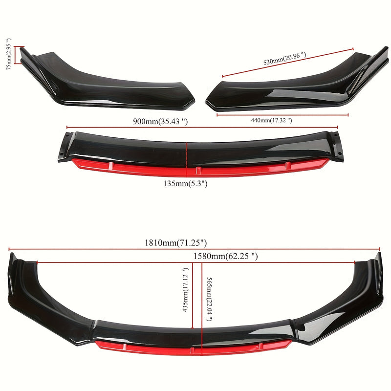 Kit de 4 piezas de separador y difusor universal para parachoques delantero de auto, protector de autopartes