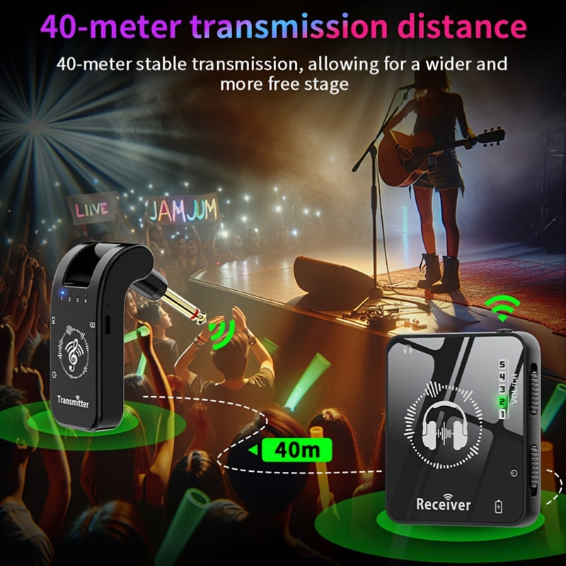 Sistema de monitorización intrauditivo inalámbrico de 2,4 G, transmisor giratorio de 282°, receptor de clip de collar portátil, emparejamiento automático recargable, baja latencia, distancia efectiva de 39,93 metros para estudio, ensayo de banda, actuaci