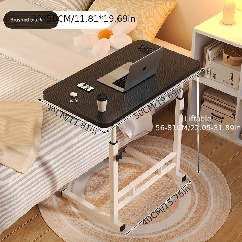 Una mesa pequeña y móvil sencilla que se puede usar como mesa lateral para un sofá o cama, adecuada para dormitorios, uso doméstico, escritorios de estudio para estudiantes, fácil de levantar y perfecta para residencias o trabajo de computadora relajado.