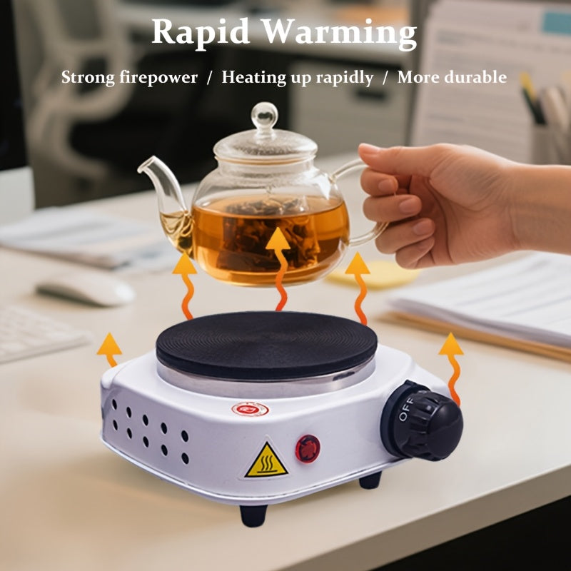 Estufa pequeña blanca de alta potencia 500W, ideal para hervir agua, hacer té y preparar café. Perfecta para el hogar, la oficina o viajes. Un regalo navideño ideal