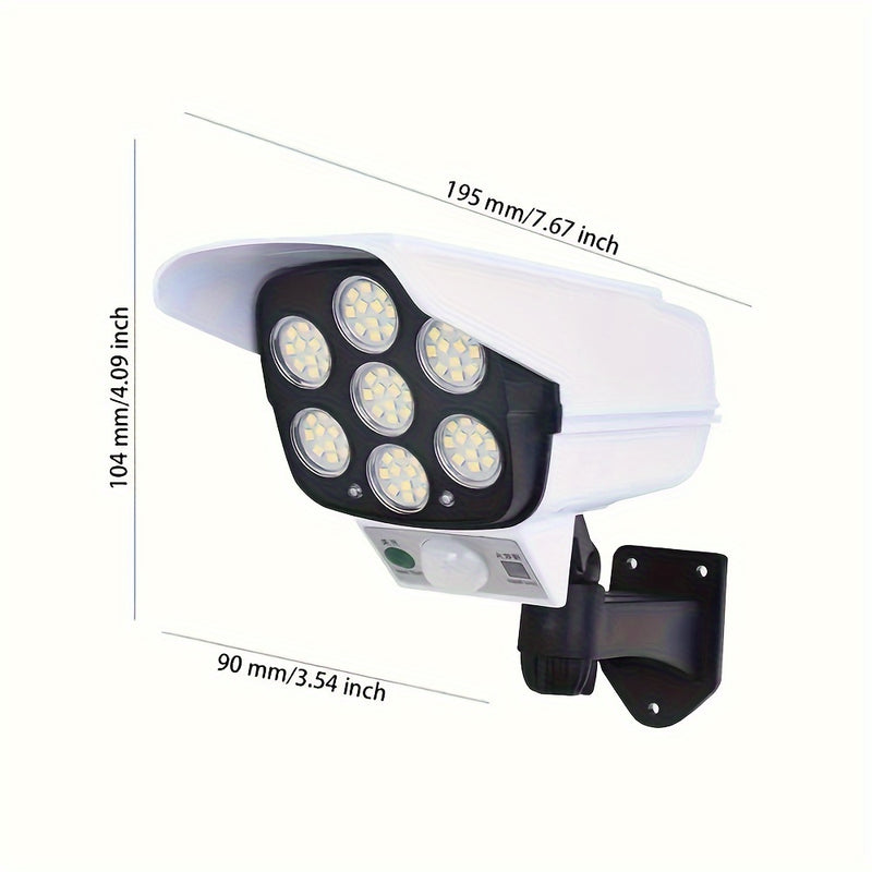 1 pieza de luz de calle solar KEWEN con sensor de movimiento, luz LED para patio con cámara simulada, alimentada por energía solar, voltaje de funcionamiento ≤36V, para entrada, pasillo, jardín, luz de pared de inducción de cuerpo humano, luz inteligente