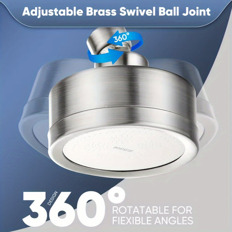Cabezal de ducha de acero inoxidable 304 con acabado cepillado, ahorrador de agua con efecto lluvia, pequeño chorro superior, desmontable y lavable, estilo clásico para baño moderno, cabezal de ducha ahorrador de agua | Cabezal de ducha moderno | Cabezal