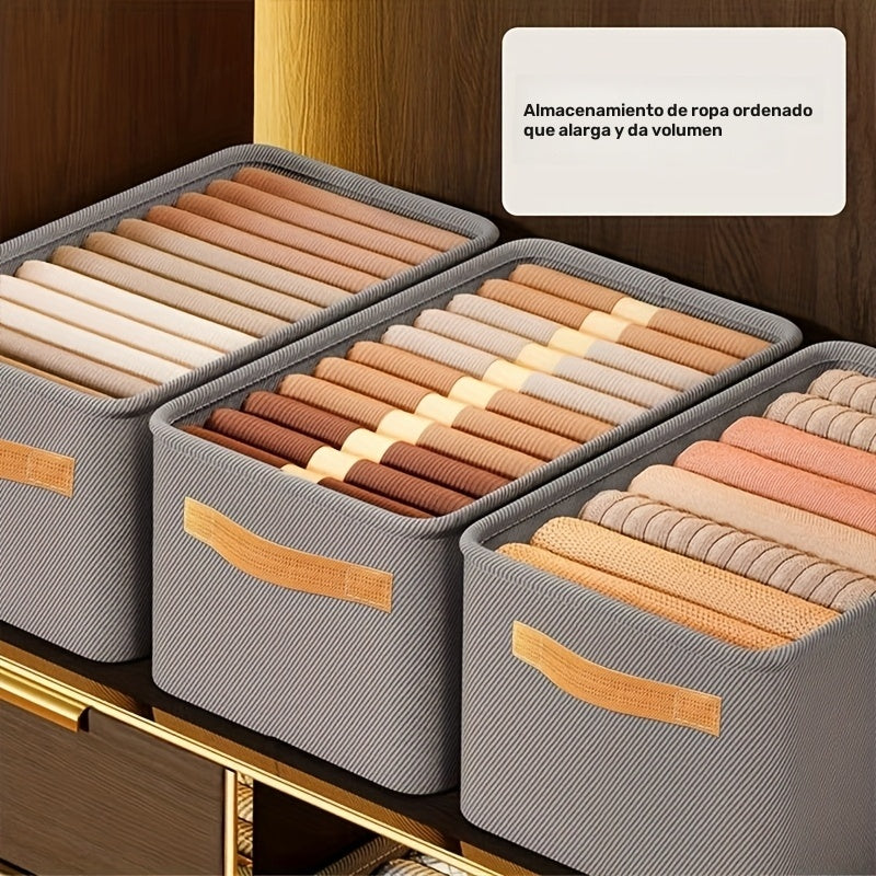 4pcs Cajas de Almacenamiento de Tela Clásicas con Asas, Organizadores Plegables y Engrosados de Uso Múltiple para Ropa y Organización del Hogar, No Tejido, Gris, Almacenamiento Debajo de la Cama