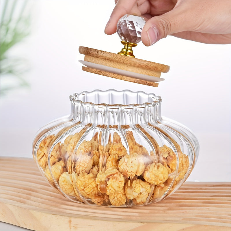 1pc Tarro de Vidrio con Sello, Contenedor de Almacenamiento de Cocina Multipropósito Redondo, Conservador de Alimentos Reutilizable con Tapa de Abertura para Dulces, Granos, Snacks, Encurtidos - Solo Lavar a Mano, No Necesita Electricidad