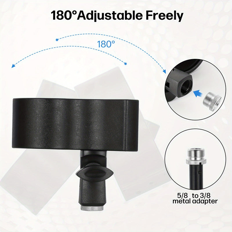 1/2 piezas, clip de micrófono grande, soporte ajustable para micrófonos con un diámetro exterior de 1,26" desde 2,3", con adaptador de tornillo macho de 5/8" a tornillo hembra de 3/8"