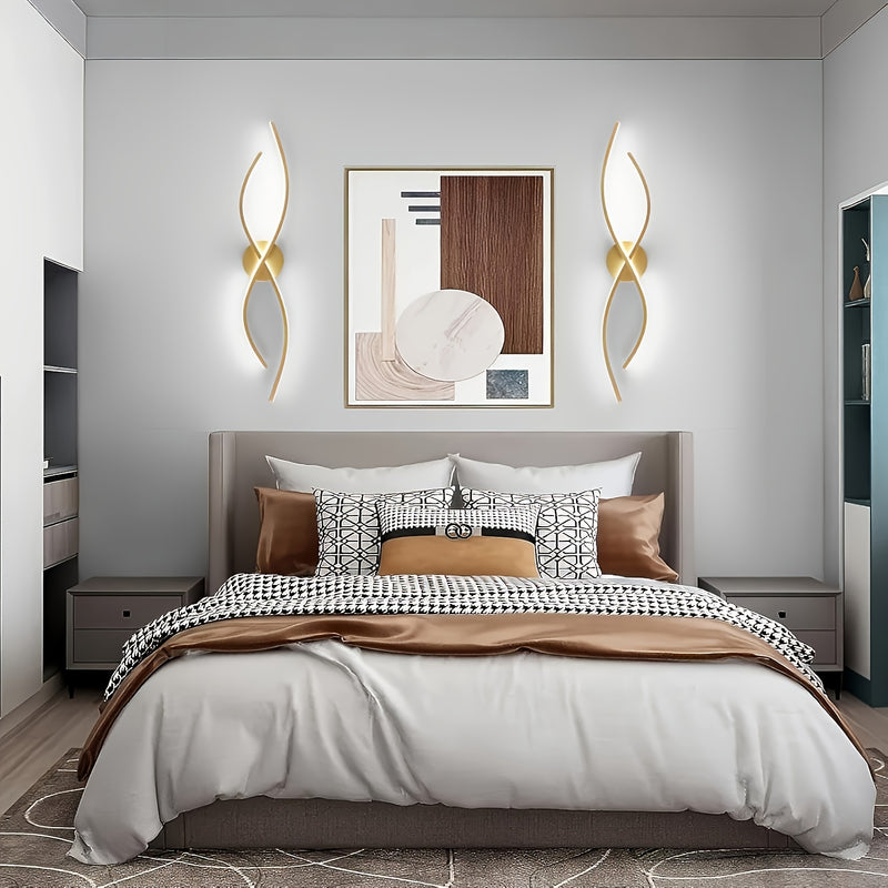 1 Juego de Lámparas de Pared LED Mini Modernas con Acabado Dorado - Diseño Semi-Encajonado Elegante para Dormitorio, Sala de Estar, Iluminación de Pasillos, Luces Decorativas para Espejos, Conectado a Tierra 110-240V, Uso en Ubicaciones Secas, Iluminació