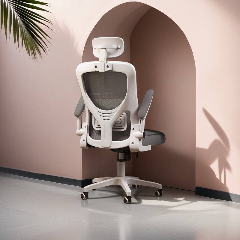 14 Posiciones Ajustables, Inclinación Manual, Silla de Oficina con Espuma Viscoelástica y Soporte Lumbar Ergonómico para 8 Habitaciones - Malla Transpirable Cómoda, Ideal para Todas las Estaciones (12 Meses)