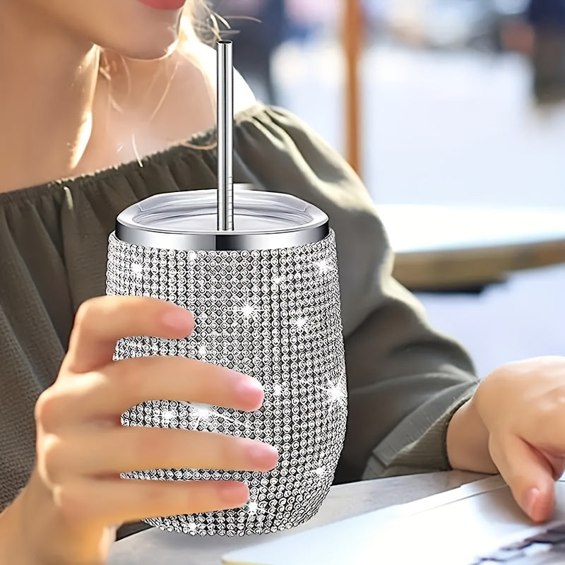 1pc Taza de cáscara de huevo en forma de U de acero inoxidable, 12oz, multiusos, reutilizable, solo lavado a mano, no eléctrica
