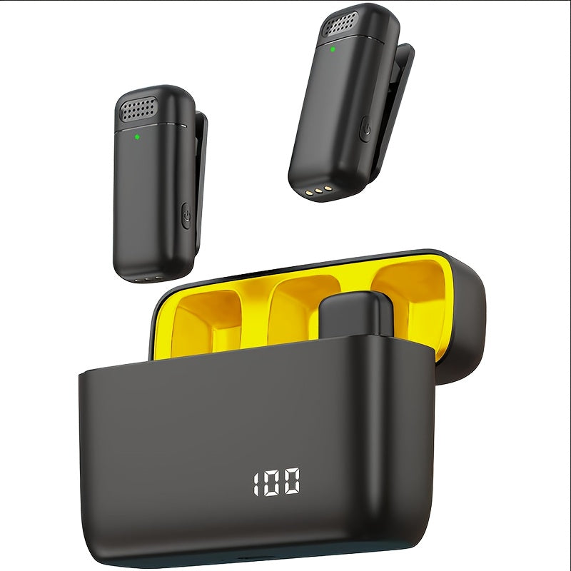 Micrófono inalámbrico lavaliere para for iphone, teléfonos Android - 24,4 pies (aproximadamente 24,4 metros) Micrófono dual con clip inalámbrico, reducción de ruido 5 horas de tiempo de trabajo para grabación de video, blogs, entrevistas y transmisión en
