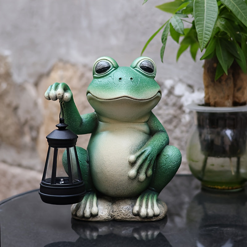 Estatua de farol de rana con energía solar - Decoración de jardín de resina encantadora con efecto 3D, perfecta para patios al aire libre, césped y caminos, regalo ideal para mujeres, mamá, abuela en Acción de Gracias y Navidad, decoración de jardín de r