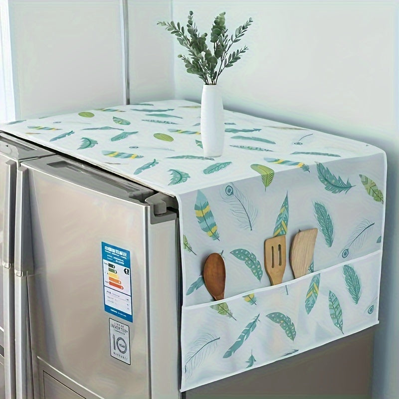 1 cubierta multifuncional para secadora, resistente al agua y aceite, fácil de limpiar, plástico blanco, diseño sencillo, control efectivo de polvo, con bolsillo lateral, gran capacidad de almacenamiento, repuesto para secadora