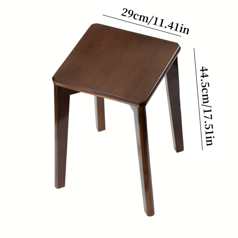 Taburete de madera con acabado de nogal elegante - Estilo vintage, apilable, estructura sólida, no requiere ensamblaje, ideal para mesas de comedor en casa y comerciales, diseño minimalista, resistente y duradero para uso en restaurantes o salones.